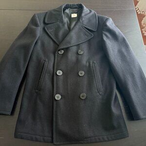 Vintage Mens US Navy Dark Blue Black Peacoat Size 38S